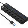 CONGARTENO USB 3.0 Hub Independent Controls 7-Port USB Splitter Adapter for Laptop LED Indicators for Multiple Devices view 1