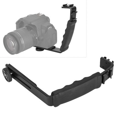 Flash Bracket, Camera Flash Mount Bracket Dual Hot Shoe Extension Bar Camera Accessories for Lights Monitors Microphones