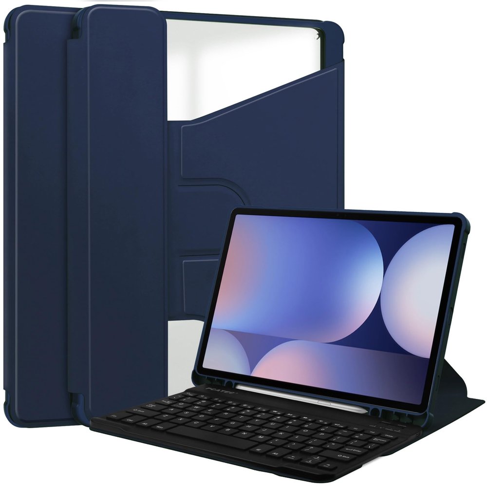 Anti-yellowing tablet cover Compatible with Samsung Galaxy Tab S10 Plus Case/S10+ 5G 12.4" 2024 SM-X820 Case with Wireless Keyboard&S Pen Holder,Swivel Stand Flip Smart Tablet Cover Auto Sleep/Wake Ta
