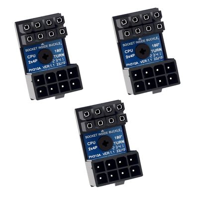 AoQhir CPU ATX 8P Power Adapter Male to Female Header 180 Degree Socket Buckle for Desktop Chassis CPU Wiring Beautification (PH310A 3pcs)