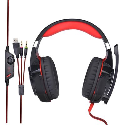 LABRIMP Gaming Headset with LED Light Noise Cancelling Over Ear Design Deep Bass Stereo Sound Compatible with PC and Gaming Consoles for Gamers Red