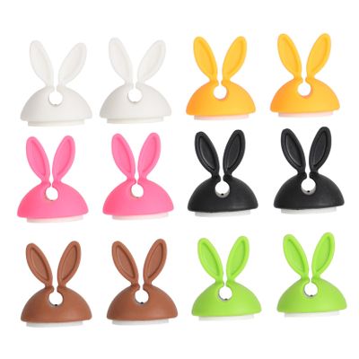 Angoily 12pcs Bunny Cable Clip Holder Silicone Fixed Wire Clamp Cord Wraps for Organizing Power Cables Charging Cords