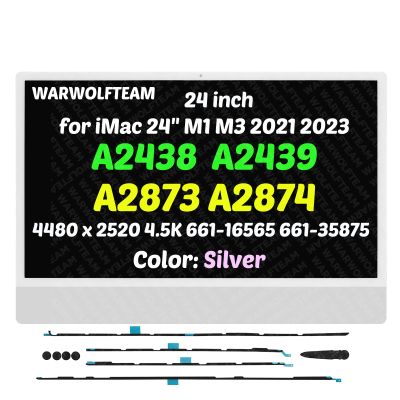 WARWOLFTEAM 24in LM235UH1(SD)(B1) Compatible with iMac A2438 A2439 A2873 A2874 M1 M3 2021 2023 EMC 3663 EMC 3664 EMC 8206 EMC 8207 4.5K LCD Screen Display Assembly(661-16565 661-35875 Silver)