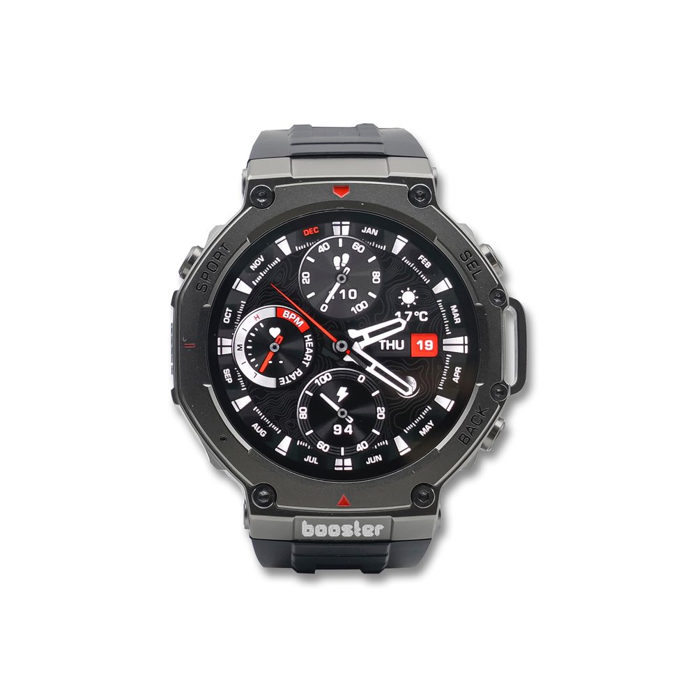 Booster Military Smartwatch Military Smartwatch - Rugged, GPS, Heart Rate Monitoring, Fitness and Outdoor Sports 48mm Military smartwatch, Fitness Watch with GPS (with Privacy) (Black)