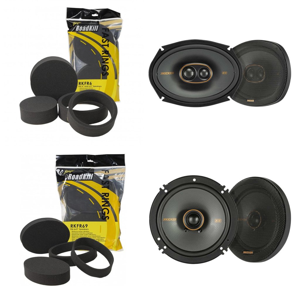 Kicker KSC 6.5" & 6x9 3-Way Coaxial with RKFR Foam Fast Ring Speaker Enhancement Kit