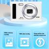 1080P Digital Camera for Photography, 48MP Vlogging Camera with 2.4" Screen, Multi Zoom Autofocus Mirrorless Cameras for Beginner (White) view 2