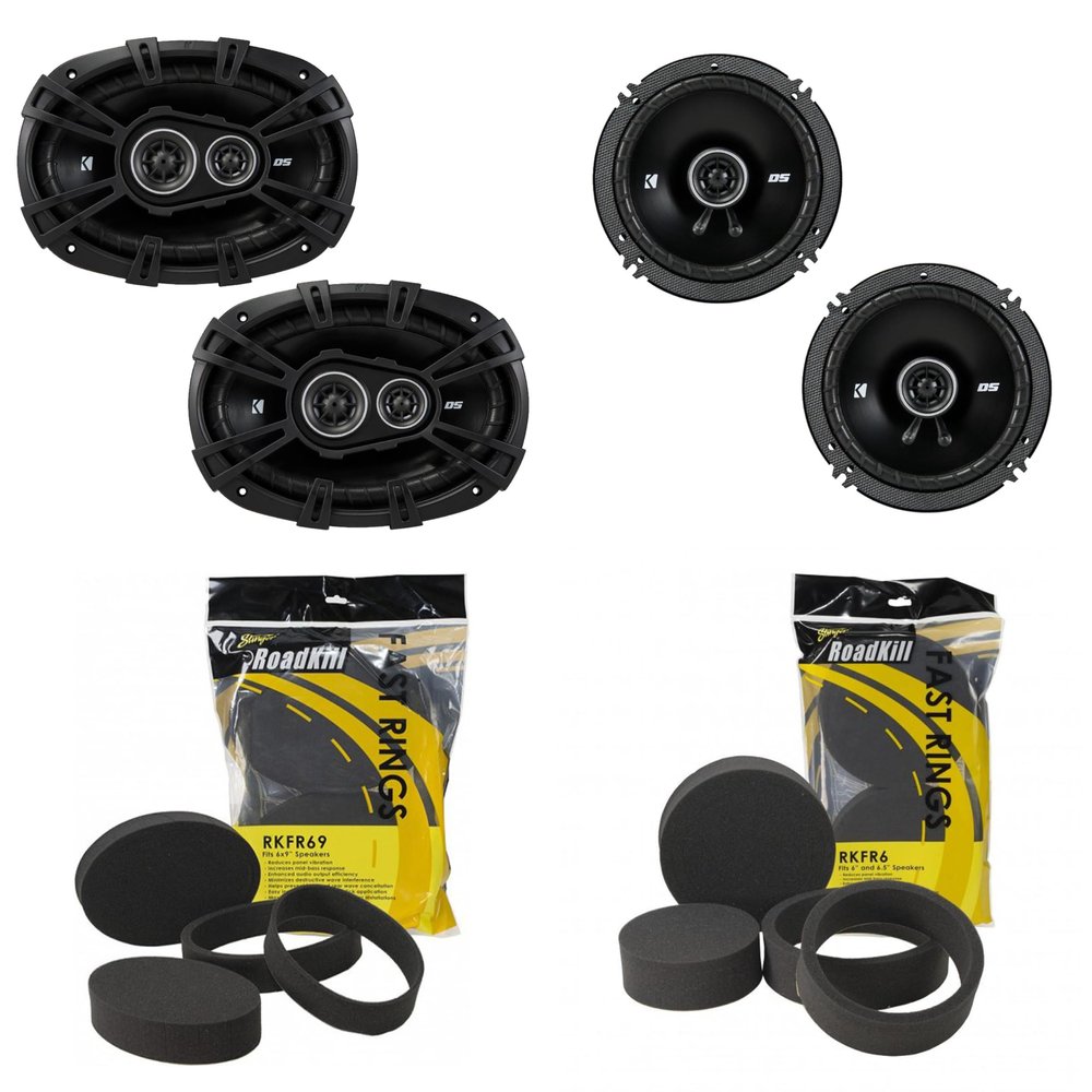 Kicker DSC 6.5" & 6x9 3-Way Coaxial with RKFR Foam Fast Ring Speaker Enhancement Kit