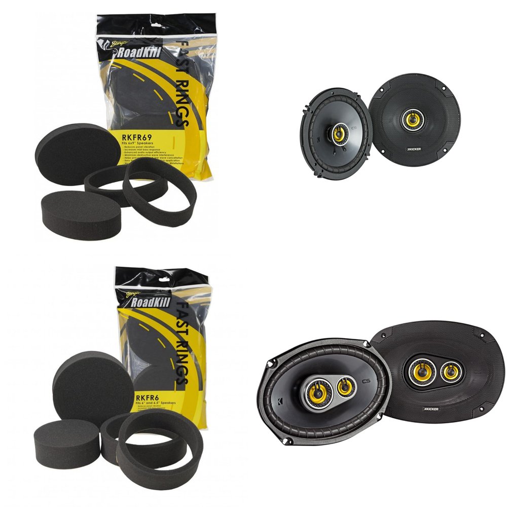 Kicker CSC 6.5" & 6x9 3-Way Coaxial with RKFR Foam Fast Ring Speaker Enhancement Kit