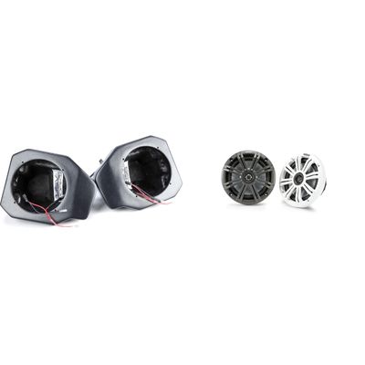 Kicker 45KM654 6.5" Marine Speakers and Front 6.5in Speaker Pods Compatible with Polaris Ranger XP1000 2018-2024