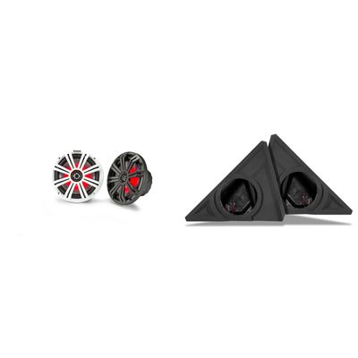 Kicker 45KM84L 8" LED Marine Speakers and Front 8" Speaker Pods Compatible with Polaris Slingshot 2015-2025