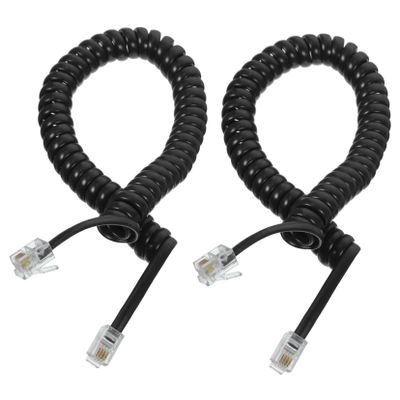 NUOBESTY 2pcs Coiled Telephone Cords for Landline Phones Sturdy Cables Anti-Tangle Design