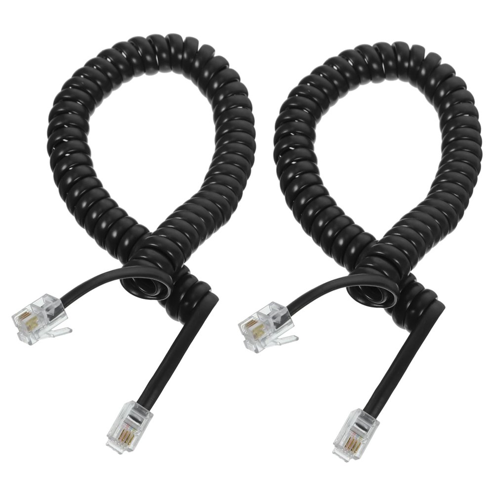NUOBESTY 2pcs Coiled Telephone Cords for Landline Phones Sturdy Cables Anti-Tangle Design