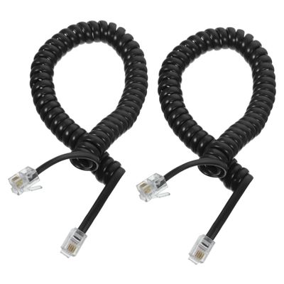 LABRIMP 2Pcs Coiled Telephone Cords Soft Cables for Landline Phones Durable Telephone Accessories Easy to Install Clutter Design Feet Long