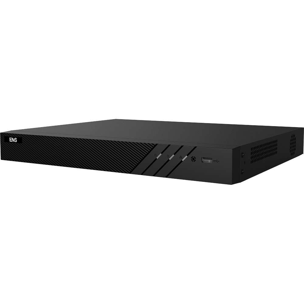 ENS SN3216/16PS-K AcuSense 16-Channel (16PoE) Network Video Recorder, 160/160Mbps Bandwidth, 12MP Resolution, 16CH Synchronous Playback, HDMI, VGA, Audio/Alarm, 2 SATA
