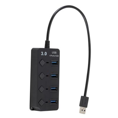 NUOBESTY USB Hub 4 Ports USB 3.0 Splitter for Laptop Computer Tablet and Smartphone Use Compact Design Black