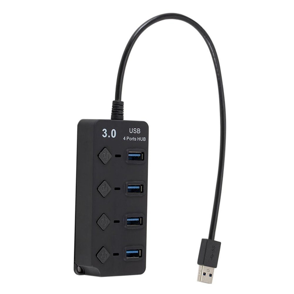 NUOBESTY USB Hub 4 Ports USB 3.0 Splitter for Laptop Computer Tablet and Smartphone Use Compact Design Black
