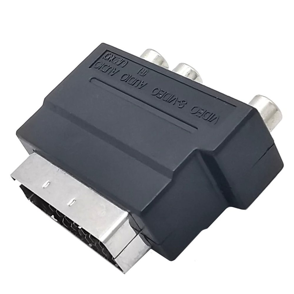 MHADBKH 21PIN SCART to 3RCA Female Connector Adapter with On/Off Button for Sound and Picture Conversion