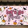 10X10ft Halloween Backdrop Let's Go Ghouls Backdrop for Girls Night Pink Boo Photography Background Halloween Bachelorette Ghost Bridal Shower Wedding Engagement Party Decorations Photo Shoot Props view 1
