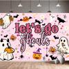 10X10ft Halloween Backdrop Let's Go Ghouls Backdrop for Girls Night Pink Boo Photography Background Halloween Bachelorette Ghost Bridal Shower Wedding Engagement Party Decorations Photo Shoot Props view 2