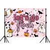 10X10ft Halloween Backdrop Let's Go Ghouls Backdrop for Girls Night Pink Boo Photography Background Halloween Bachelorette Ghost Bridal Shower Wedding Engagement Party Decorations Photo Shoot Props view 3