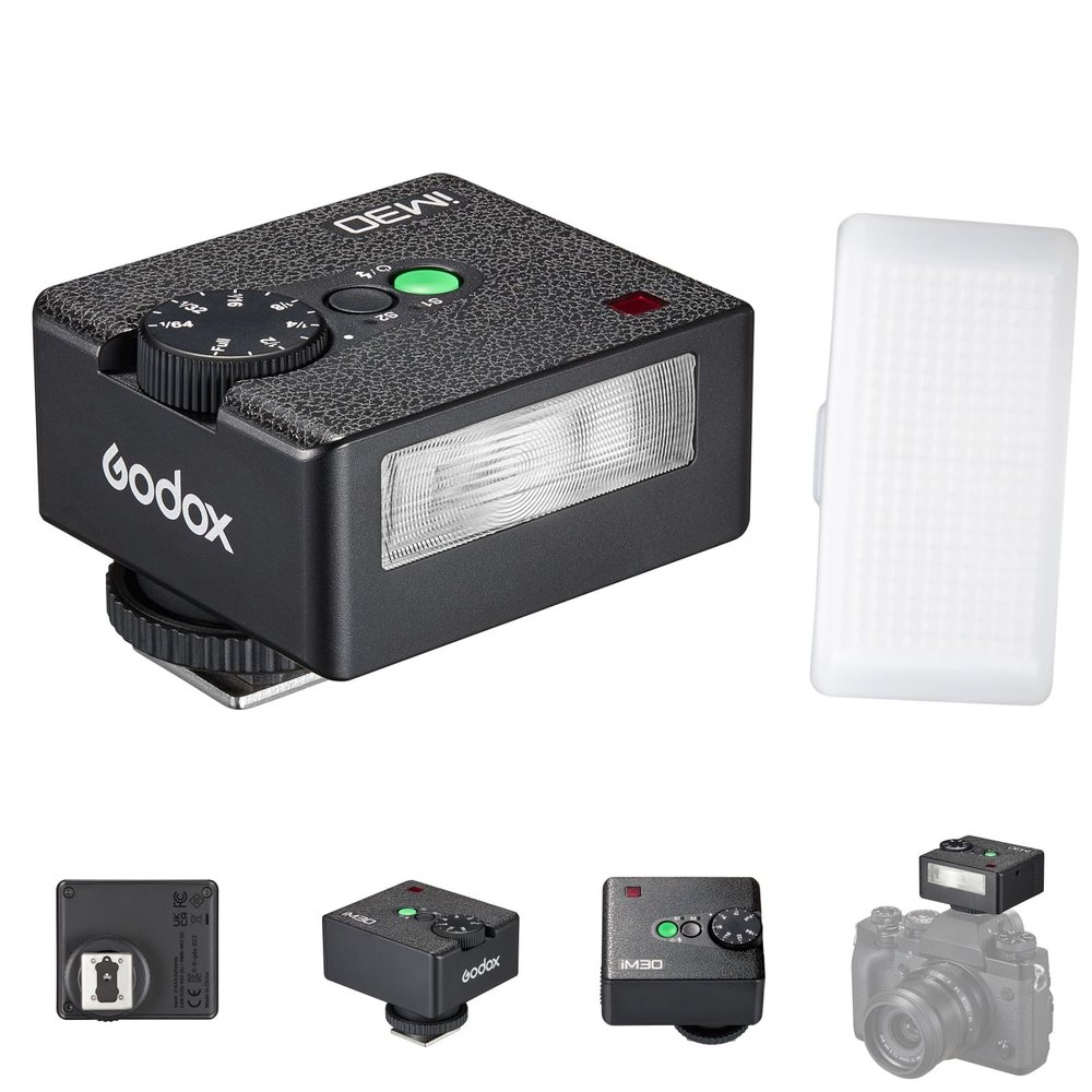 Godox iM30 Mini On-Camera Flash GN15 Camera Speedlite 7 Power Levels 3.6s Recycle Time with Flash Diffuser White Lamp Shade Diffuser for Canon Nikon Sony Mirrorless Cameras FilmiM30 Cameras