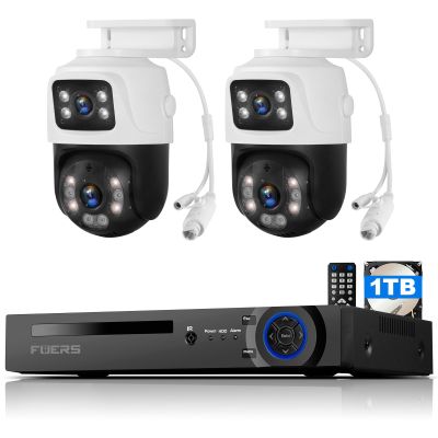 Fuers 8MP 8CH Poe NVR Home Security Camera System, 2pcs Wired 6MP PoE IP Cameras Outdoor with Person Detection, 8CH Network Video Recorder with 1TB HDD for 24-7 Recording,Mobile APP & PC Remote