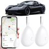 GPS Tracker for Vehicles, Mini Tracking Device for Vehicles, Car Tracker Device Hidden No Subscription Work with Find My (iOS Only), Key Finder, for Kids, Dogs, Luggage, Bag (White, 2 Pack) view 1