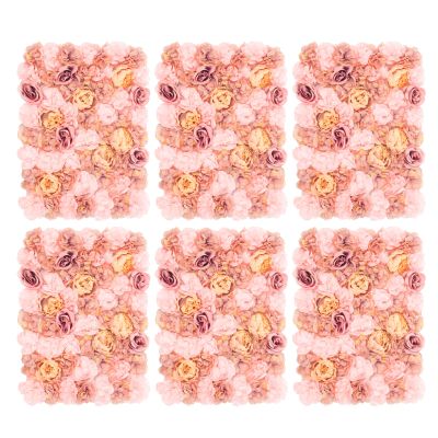PureLinensliey Flower Wall Backdrop 6 Piece 23.6 * 15.8inch, Artificial Flower Wall Backdrop, Wedding Fake Floral Decorative Faux Flower Background for Wedding Festive Party Backdrops (Style2)