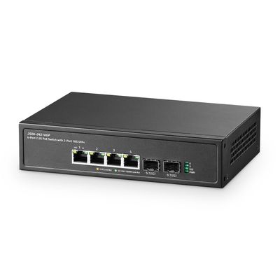 Binardat 6 Port 2.5G PoE Switch with 2x10G SFP+ Port, 4x2.5G Base-T Ports Compatible with 100/1000Mbps, IEEE802.3af/at 78W, Unmanaged Fanless Rackmount Ethernet Switch