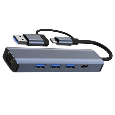 USB C+USB Expander USB3.0 Adapter Type C Splitter 100mbps/1000mbps Ethernet Multiport Adapter USB Expander for PC Laptop