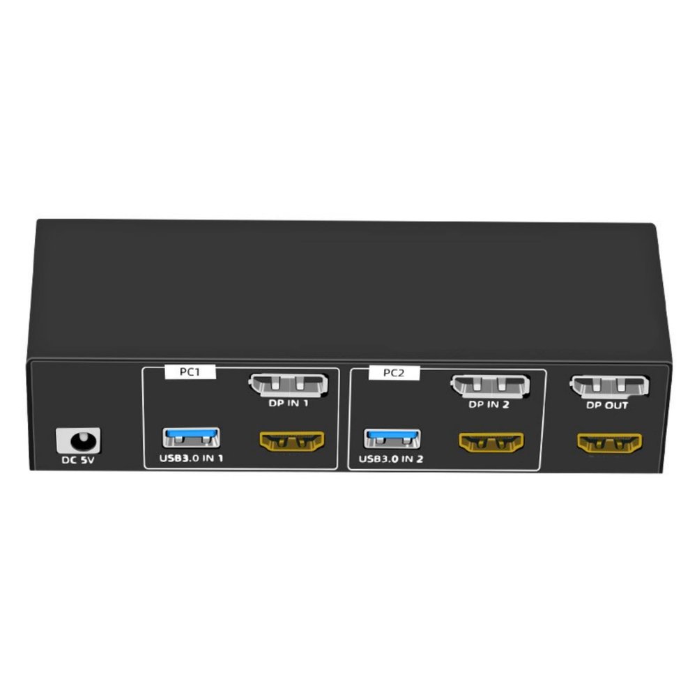 8K HDTV KVM Switcher 2 Monitors 2 Computers 8K@60Hz Monitors KVM Switcher with 4 USB3.0 for Keyboard Printer