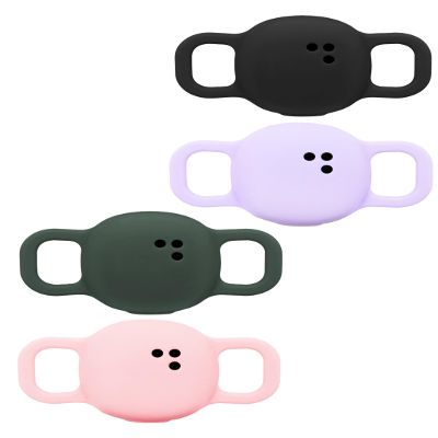 Case for Telylou Air Tag - Silicone Wear-Resistant and Shock-Absorbing, Wrapping Protection, Skin-Friendly and Pet-Wearing Without Weight-Bearing.Black+Green+Pink+Purple(4 Pack).