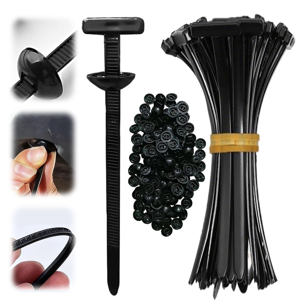 Nylon Universal Cable Tie Buckle, 2025 New Pin and Button Zip Ties Self-Locking, Bumper Retainer Clips Car Plastic Rivets Fasteners for Auto Repairing Quick Fix and Hole Fastening (30)