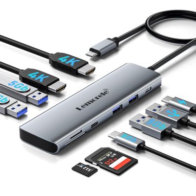 Laptop Docking Station Dual HDMI Monitor, 10 in 1 USB C Hub with 2 HDMI Ports, PD Charging, SD/TF, 5 USB C/A Ports, Laptop Docking Station for Dell XPS/HP/Lenovo/Surface