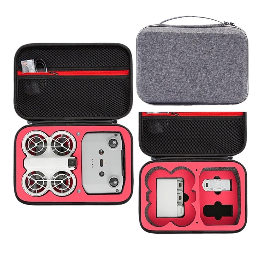 vamarads Storage Bag Mini Portable Handbag Outdoor Travel Carrying Case Compatible For DJI RC N3 Neo Controller Drone Accessories(Grey red)