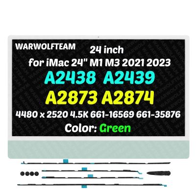 WARWOLFTEAM 24in Compatible with iMac A2439(2-Ports) M1 2021 All in One EMC 3664 MJVA3LL/A MJV93LL/A 4480 x 2520 4.5K LCD Screen Display Assembly(661-16569 661-35876 Green)