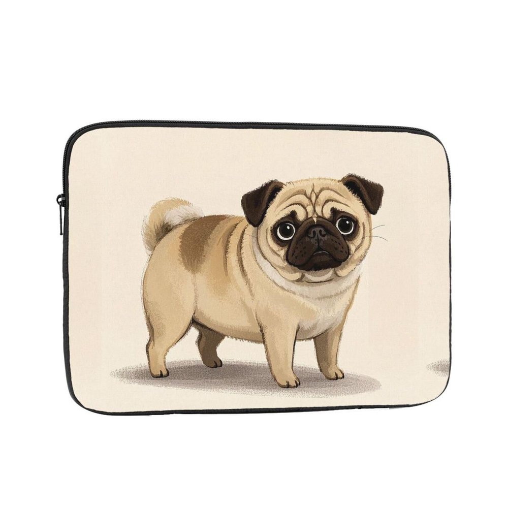 12 Inch Laptop Sleeve Bag Waterproof Shockproof Laptop Case Bag Cartoon Pug Computer Skin Bags Lightweight Tablet Carrying Case