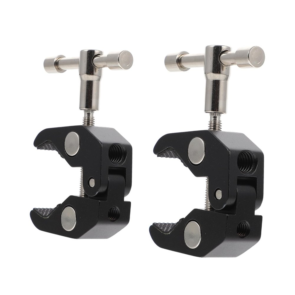 Angoily Super Clamp for Camera and Hooks 2PCS Heavy-Duty Aluminum Alloy Clips 1/4 and 3/8 Threads Versatile Mounting Solution for Photography and Shelving