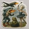 Italian Brainrot Classic Vinyl Sticker  Waterproof Decal for Laptop, Car, Wall, Window, Truck, Auto  Surreal AI Meme Art Featuring Hybrid Shark, Frog, Crocodile Plane, and Ballerina view 1