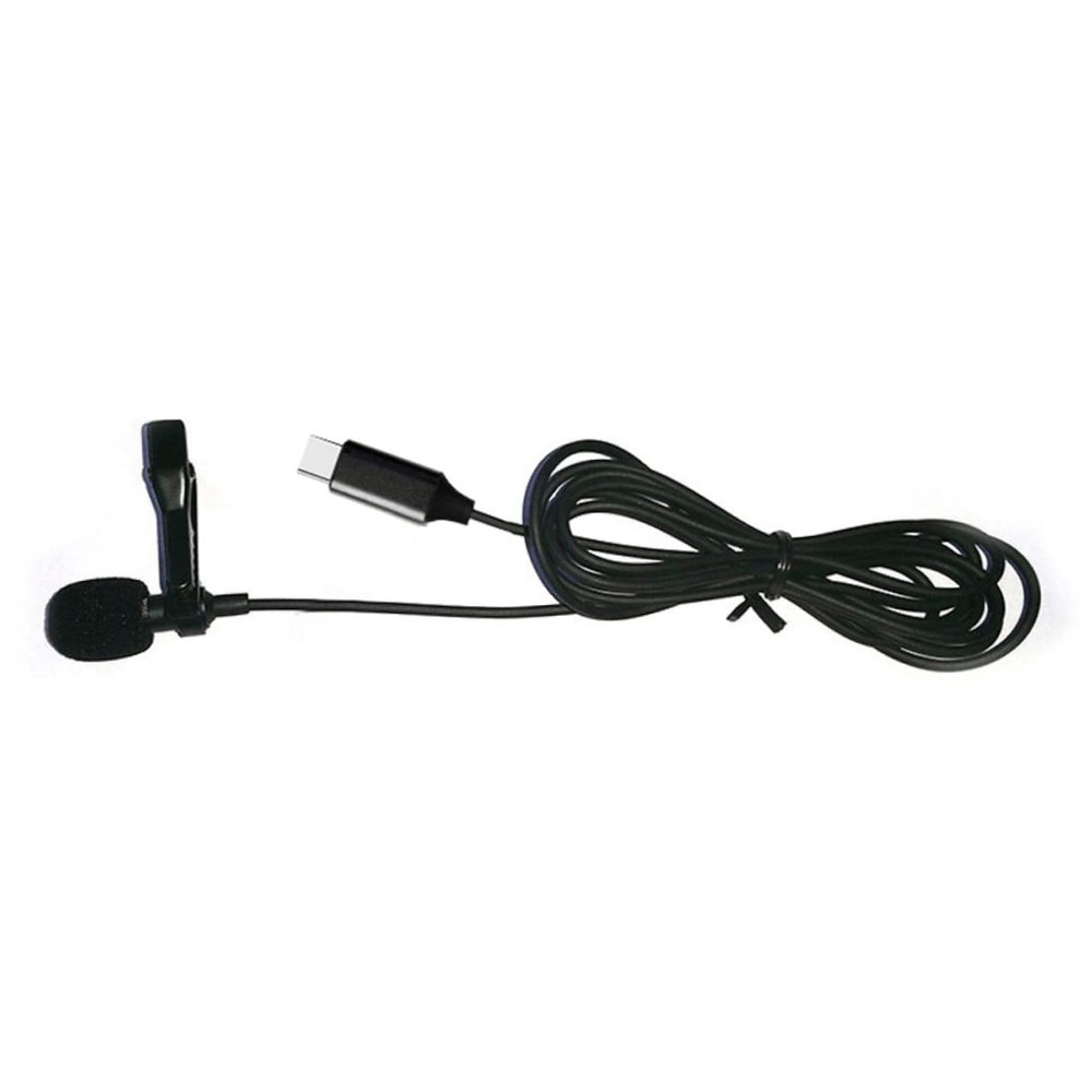 POPETPOP Mini Wired Lavalier Microphone with Clip for Smartphone Type C Condenser Mic for Vlogging Broadcasts Noise Reduction Easy Attachment Black