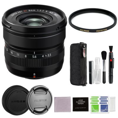 Fujifilm Fujinon XF 8mm f/3.5 R WR Lens Bundle with 62mm Protection HGX Prime Filter + Advanced Accessories | Fuji 8mm f3.5