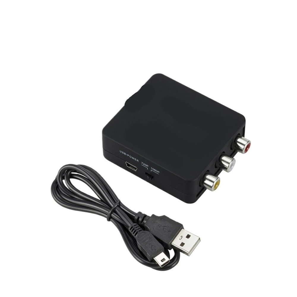 LINGQE HDMI-Compatible to AV CVSB L/R Video Scaler Adapter HD 1080P Video Box Converter AV to HD-MI ConverterFor PC HDTV Projector(AV2HD Black)
