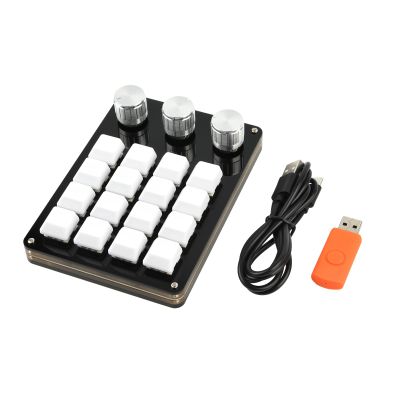 CHENZILIN 16 Keys Programmable Keyboard USB Mechanical Gaming Keyboard,One-Hand Macropad Keyboard 3 Knobs for Editing Gaming