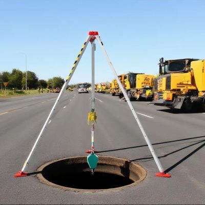 1800Lbs Confined Space Tripod Kit, Aluminum Safety Emergency Rescue Tripod with Full-Body Security Harness,Fall Arrester,98ft Cable Adjustment Protection Chain for Confined Spaces Safety