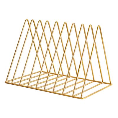 OHPHCALL Desktop Hollow Book Magazine Files Rack Triangle Vinyl Record Holder Cd Display Rack Bookend