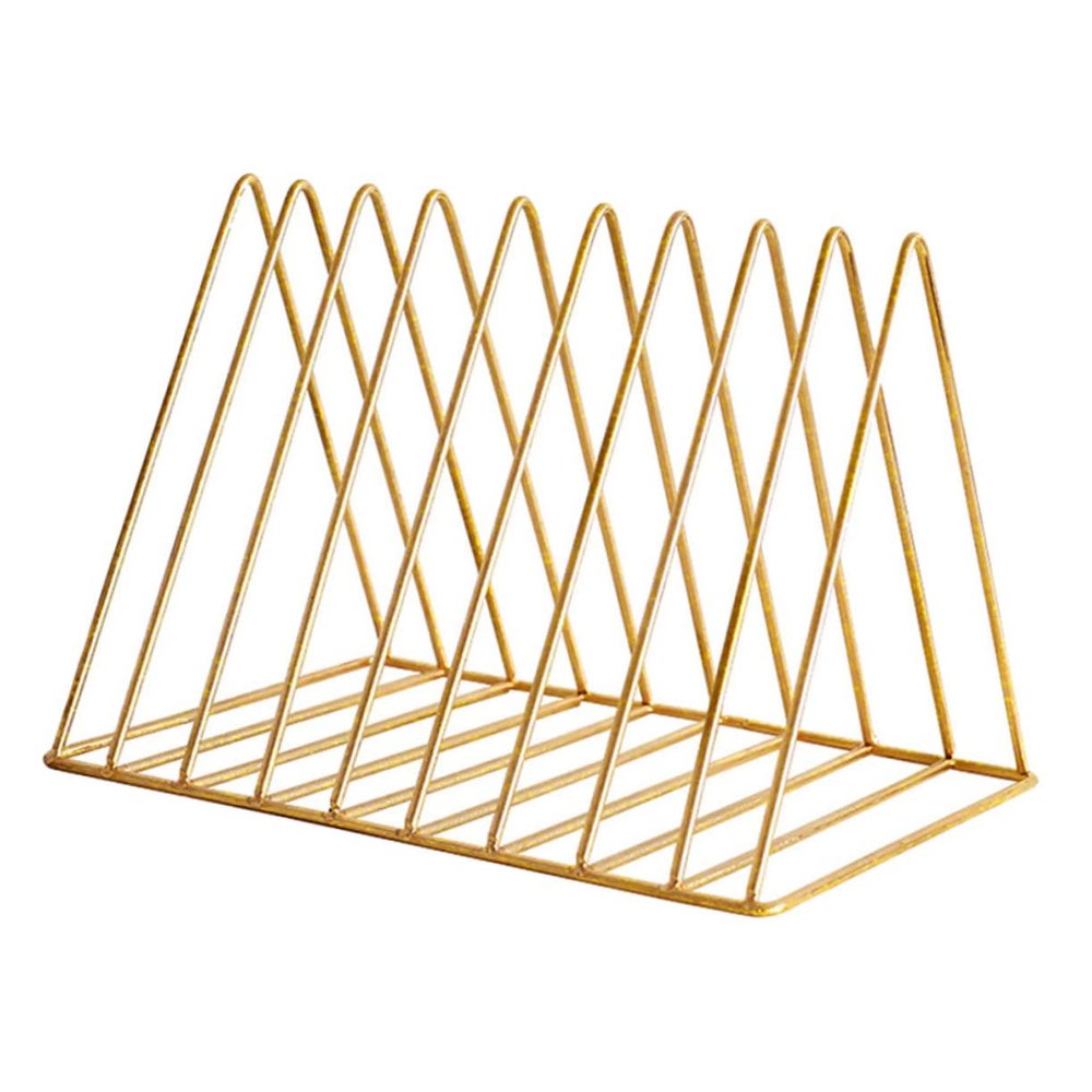 OHPHCALL Desktop Hollow Book Magazine Files Rack Triangle Vinyl Record Holder Cd Display Rack Bookend