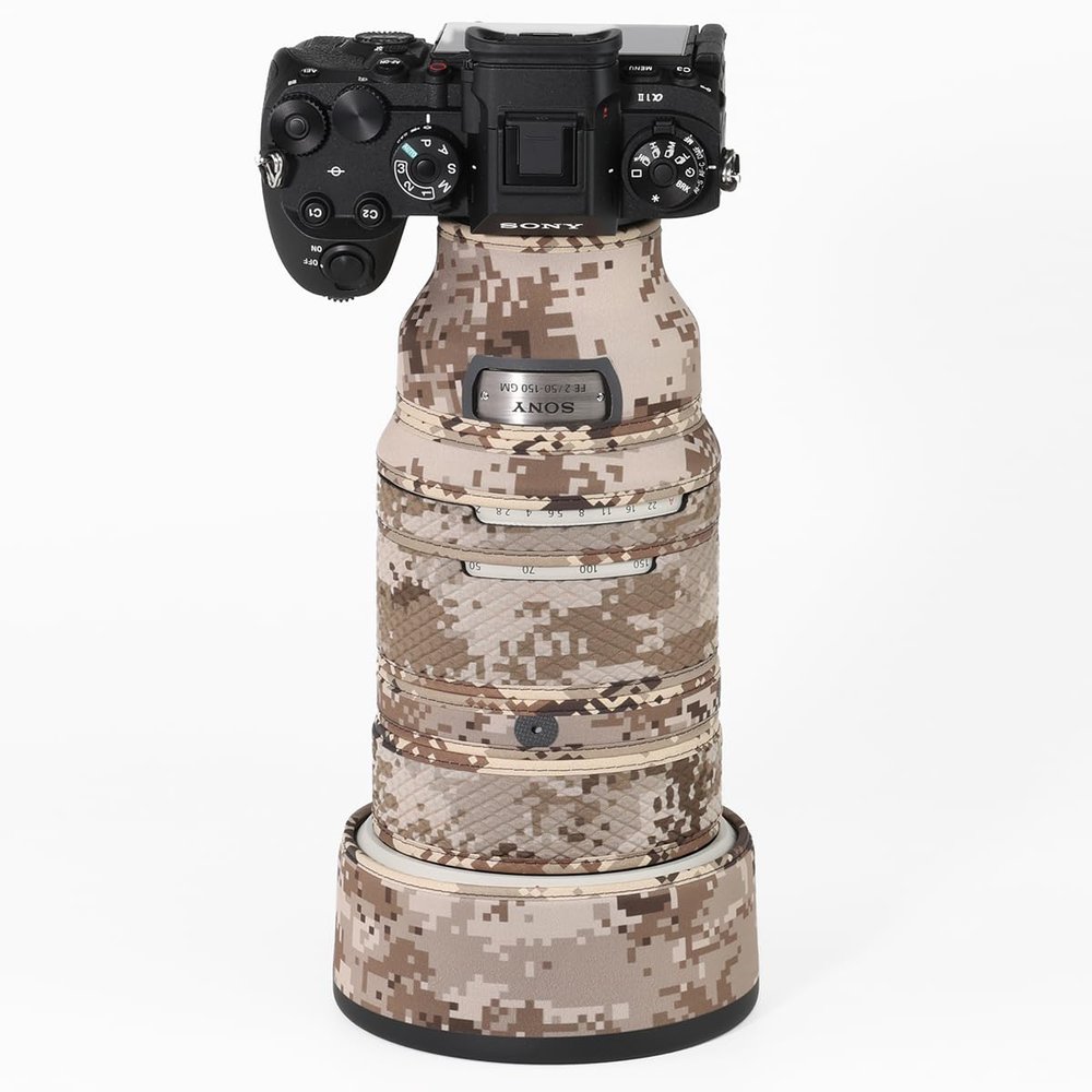 CHASING BIRDS Lens Camouflage Waterproof Coat for Sony FE 50-150mm F2 GM Rainproof Lens Protective Cover Version IV(Brown Grid)