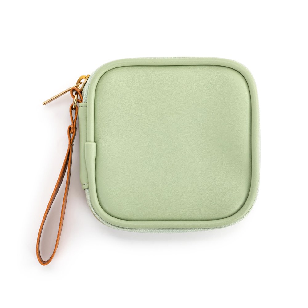 DEMDACO Electronic Accessories Tech Pouch Carry Case Travel Organizer for Cables Chargers and Headphones 4 x 4 Inch Sage Green