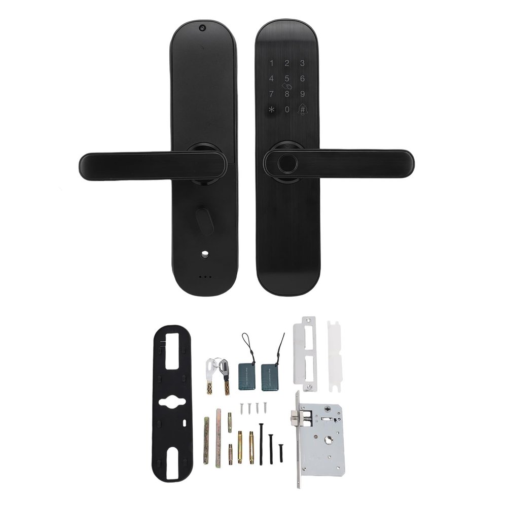 JAOCDOEN Fingerprint Keypad Door Handle Lock App Control Emergency Power Supply Keyless Entry Door Handle Lock for 35mm to 80mm Door