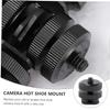 DOITOOL 4PCS Dual Layer Hot Shoe Mount Adapter for Tripod Aluminum Alloy Camera Mount Compatible Flash Holders and LED Lights view 4
